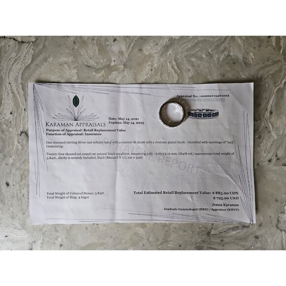 Sterling Silver Infinity Band With 24 Black Sapphires - Picture 7 of 12